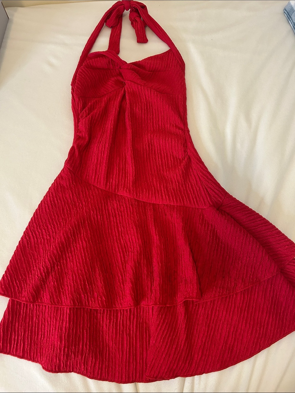 Red Halter Tiered Summer Dress